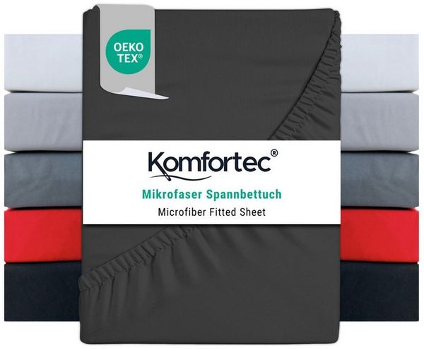 Komfortec Mikrofaser Spannbettlaken 90x200 cm – Weiches Spannbetttuch mit Rundumgummi – Fitted Sheet für Matratzen bis 30 cm – Anthrazit – Oeko-Tex – Pflegeleicht & Hautfreundlich – 90g/m² Bild 5