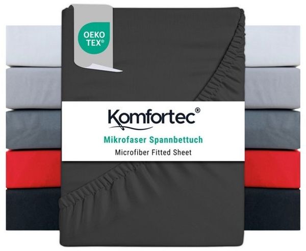 Komfortec Mikrofaser Spannbettlaken 90x200 cm – Weiches Spannbetttuch mit Rundumgummi – Fitted Sheet für Matratzen bis 30 cm – Anthrazit – Oeko-Tex – Pflegeleicht & Hautfreundlich – 90g/m² Bild 4
