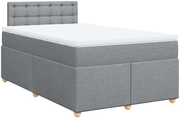 vidaXL Boxspringbett mit Matratze Hellgrau 120x190 cm Stoff 3288933 Bild 3
