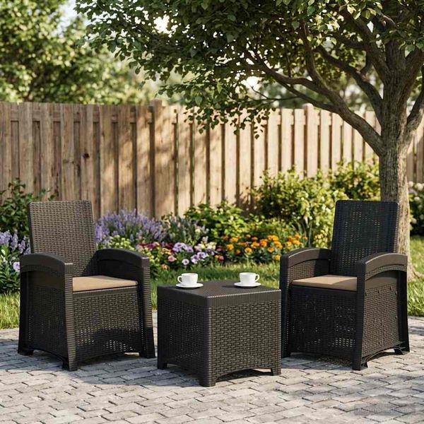 vidaXL Liegesessel Garten Rattan-Optik 2 pcs Anthrazit und Taupe PP 8012018