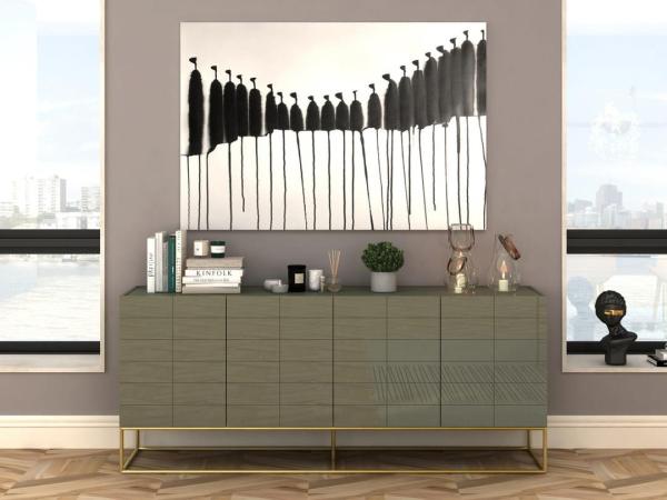 Livin Hill Kommode Rose Hill Zementgrün, hochglänzend, goldene Beine RH01 Bild 3