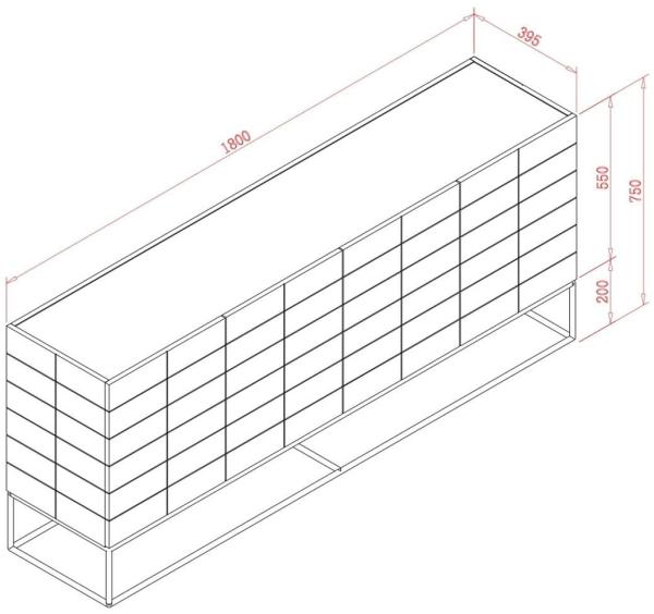 Livin Hill Kommode Rose Hill Zementgrün, hochglänzend, goldene Beine RH01 Bild 4