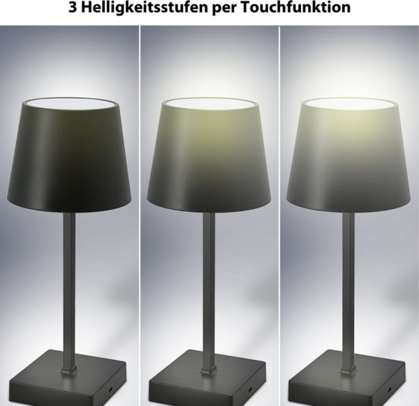 LED Tischleuchte, Akku, Touchfunktion, dimmbar, H 26 cm Bild 3