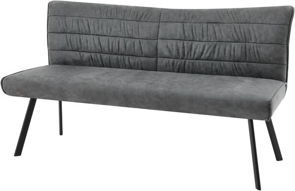 byLIVING Bank Robbie/Vintage Bezug in anthrazit, Gestell in schwarz/Steppung im Rücken und umlaufender Keder, Taschenfederkern für hohen Sitzkomfort/Sitzbank, Esszimmerbank/Maße: B 161, H 90,