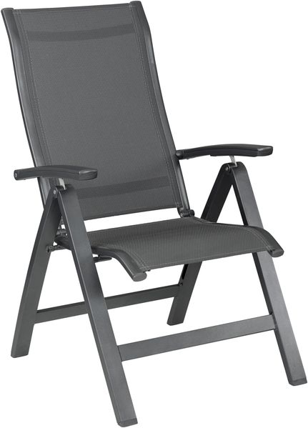 KETTLER 'ALTURA Curve' Multipositionssessel, Aluminium / Outdoorgewebe anthrazit, 70 x 62 x 110 cm