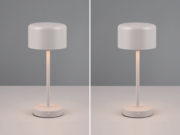 2er SET Akku Tischleuchten, per USB aufladbar, dimmbar, Hellgrau, Höhe 30cm