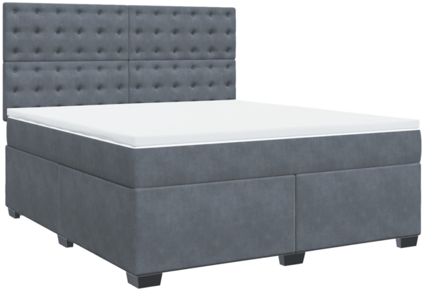 vidaXL Boxspringbett mit Matratze Dunkelgrau 180x200 cm Samt 3290991