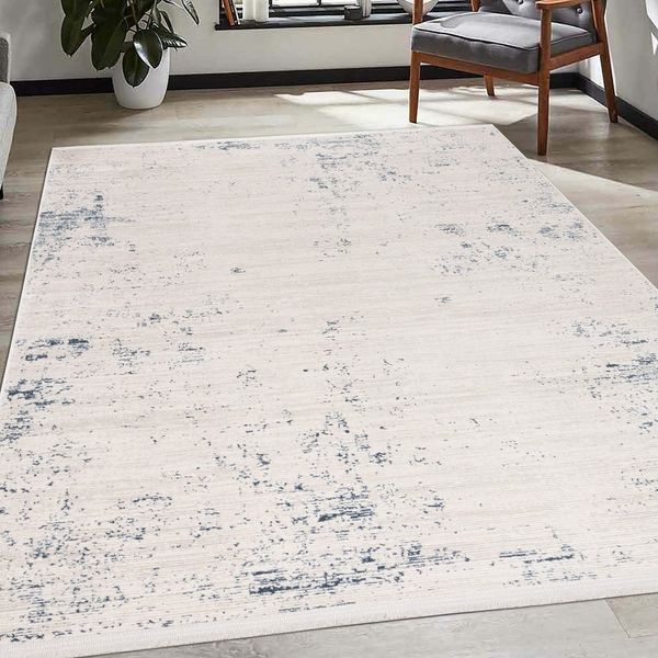 TeppichHome24 Teppich Glänzender Wohnzimmer Teppich in blau-weiß, rechteckig