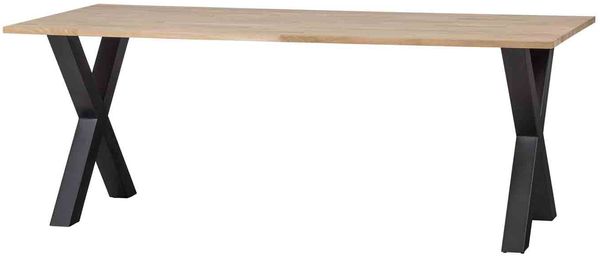 Esstisch Tablo Eiche, X-Gestell aus Metall, modern rechteckig, natur, 220 cm, für 6–8 Personen