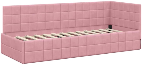 vidaXL Eckbettgestell mit Kopfteil Rosa 80 cm x 200 cm Stoff 42016371