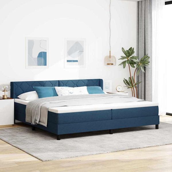 vidaXL Boxspringbett mit Kopfteil Blau 200 x 200 cm Stoff 3341194