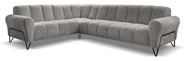 Beautysofa Ecksofa mit Metallbeine in schwarzer VOLARE L, mit höchstem Sitzkomfort, ohne Schlaffunktion