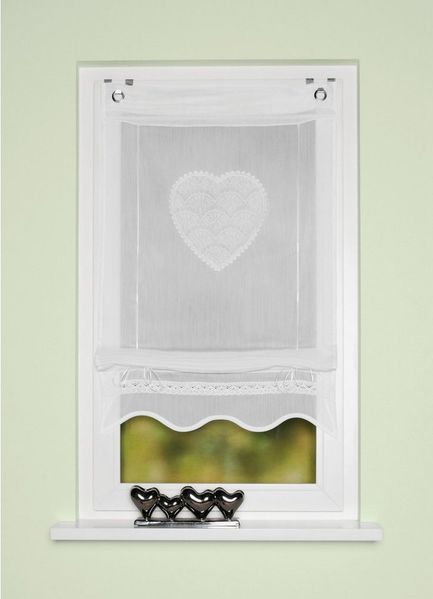 HOME WOHNIDEEN Bändchenrollo CORAZON, mit Hakenaufhängung, Bändchenrollo, bestickt