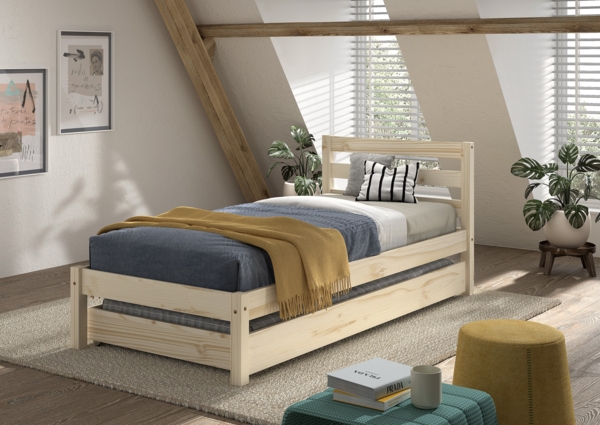 Einzelbett mit Bettschublade Pino 97.5 x 211.0 x 84.4 cm Kiefer Natur