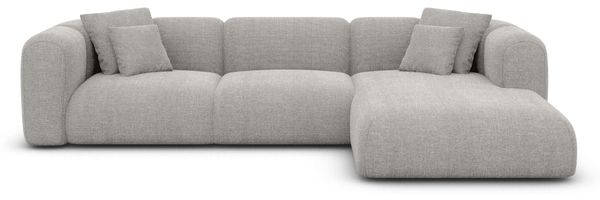 Ecksofa Venturia L Form aus Samtstoff - Strukturstoff - hellgrau - Rechts