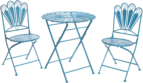 Beliani 'PAVIA' Bistro-Set, Metall Blau