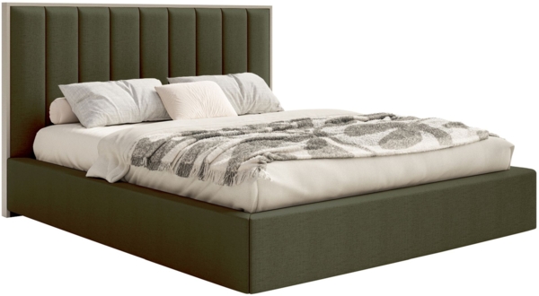 Selsey 'Togents' Polsterbett 180x200 mit Chenillebezug und Bettkasten, Dunkelgrün