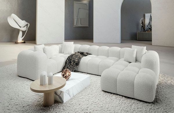 Sofa Dreams Sofa Formentera U Form, 6-Sitzer Couch Ottomane - Ausrichtung wählbar versch. Stoffbezüge