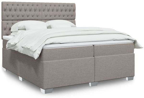 vidaXL Boxspringbett mit Matratze Taupe 200x200 cm Stoff 3290606