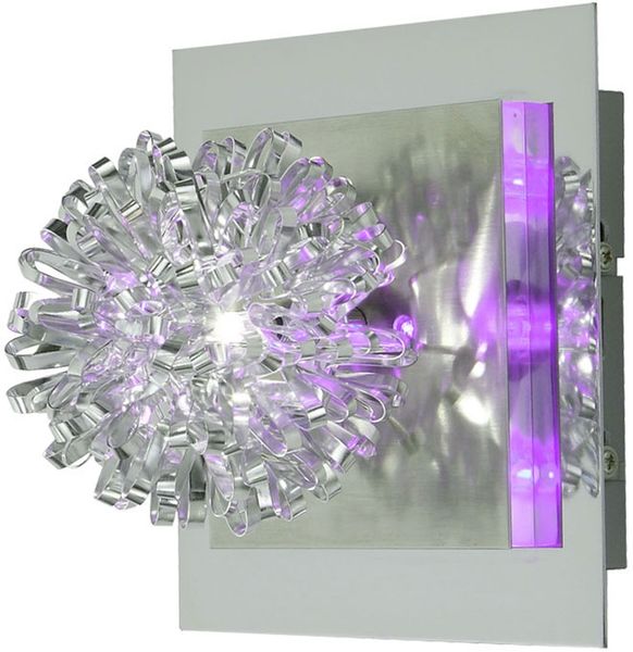 Wandleuchte, Deko LED, Kugelgeflecht, chromfarben, B 17 cm