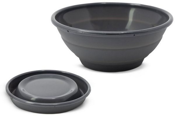 Coolinato Schüssel Faltbare Silikonschüssel in grau, 100% Platin Silikon, Platzsparendes Küchenutensiel, Ø 16cm