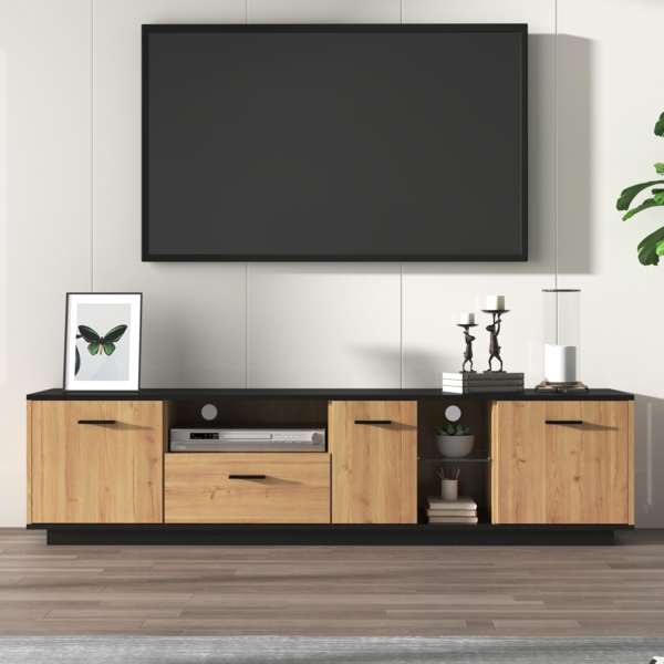 TV-Schrank 180 x 40 x 45 cm mit 16-farbigen LED-Leuchten und drei Türen