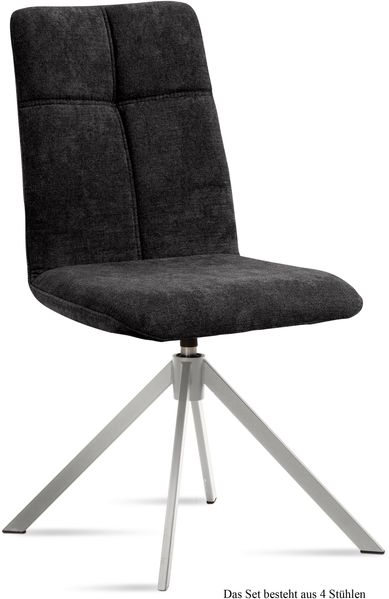 Esszimmerstuhl drehbar (4er-Set) Dreddy 47x92x60 Edelstahl/Anthrazit