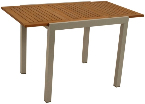 TPFGarden Gartentisch CANTERBURY (Balkon-Ausziehtisch - Gartentisch silbergrau, Hochwertiger Balkontisch - Alu und Akazie - FSC®-zertifiziert), Outdoor Esstisch - Terrassentisch - Maße (BxHxT): 70 x 75 x 80/120 cm