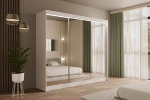 ALTDECOR Schiebetürenschrank AMOHA (Kleiderschrank Garderobenschrank mit viel Stauraum Moderner Schrank) Spiegel Spiegeltüren Vielseitiger Schwebetürenschrank LED Beleuchtung Bild 6