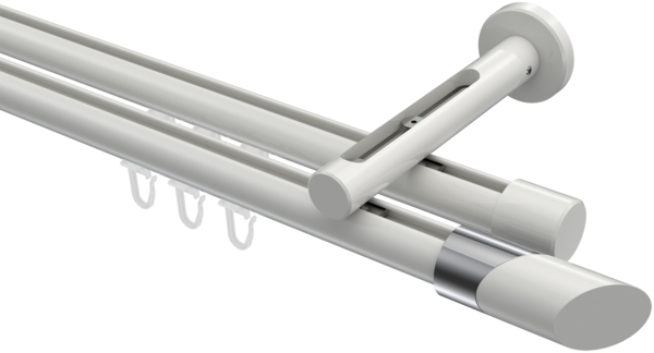 Innenlauf-Gardinenstangen-Set Siteno Verano 300 cm (geteilt in 3x100 cm), 2-läufig, 20 mm Ø Weiß