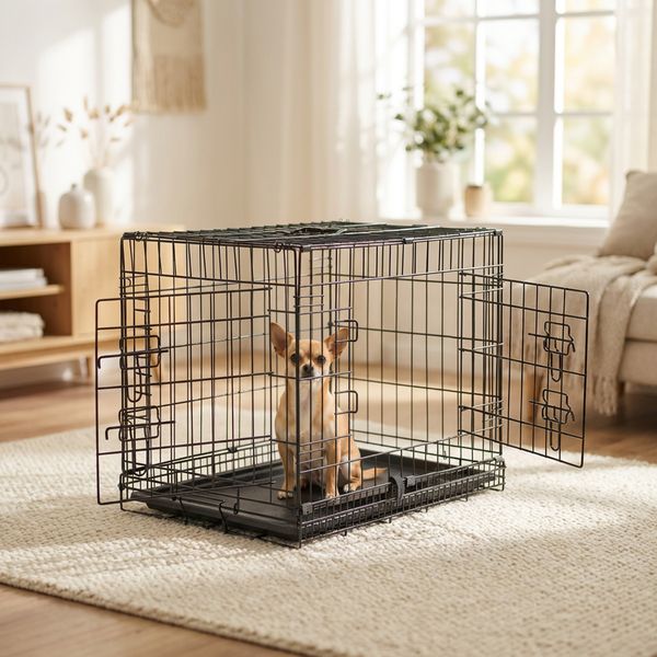 belviona Transportkäfig klappbar mit Bodenwanne, sicherer Hunde- und Katzenkäfig 61 x 44 x 51 cm