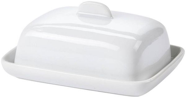 Excellent Houseware Butterdose Butterdose aus Keramik, klein, weiß, Porzellan, (einzeln)