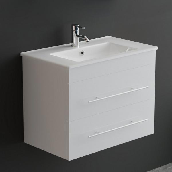 Alpenberger Badmöbel-Set Waschbecken mit Unterschrank - Waschbeckenunterschrank mit Schubladen, (Badezimmerschrank - Weiß, Schrank Badschrank - 70 cm), Gäste WC & Badezimmer Set - Waschtisch mit Nano