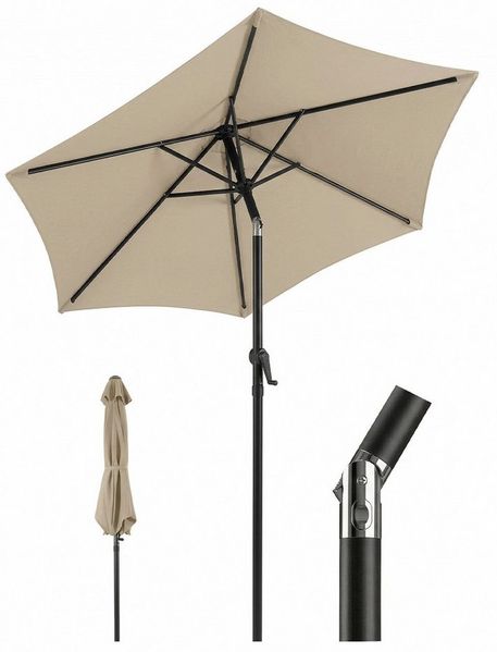 Sekey Sonnenschirm ø 200/270/300 cm Gartenschirm Rund, Marktschirm Knickbar, mit Kurbel, LxB: 200x300 cm, sonnenschirm 200cm, Neigungswinkel, für Balkon Garten, UV 50+