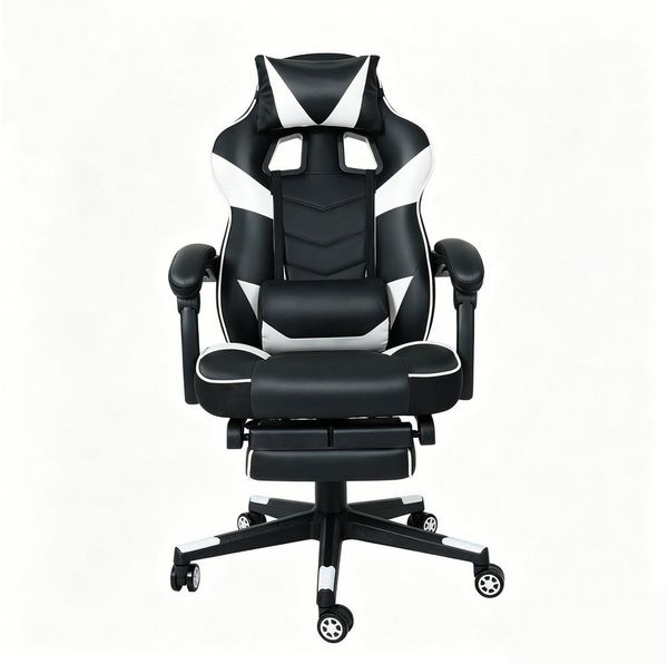 Puluomis Gaming-Stuhl mit Fußstütze 150kg, Bürostuhl Ergonomisch Chefsessel Racing Stuhl