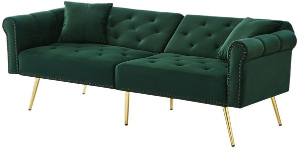 BlingBin Schlafsofa 2-Sitzer-Sofa inkl. Bettfunktion, 1 Teile, Samtbezug, 173 × 75 ×70 cm