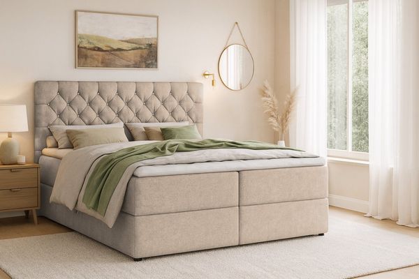 Deine Möbel 24 Boxspringbett BEST Boxbett Polsterbett Komplettbett Strasssteine Premium (3-St, inkl. Bonellfederkern-Matratzen H3 Matratzen H4 optional), 120x200 140x200 160x200 180x200 200x200 inkl. Topper Bettkasten