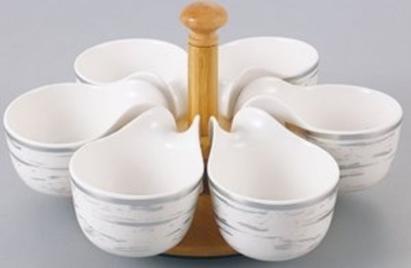 ZELLERFELD Snackschale Schalen Set 6 Fächer Servierschale aus Porzellan mit Marmor Design, Porzellan Bild 4