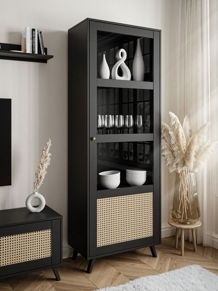 Lookway Standvitrine VIENNA 1D mit Wiener Geflechtimitation