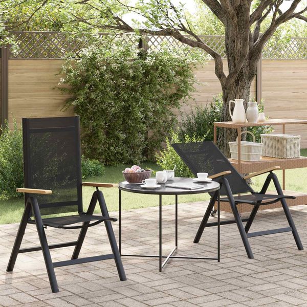 vidaXL Liegestühle für den Garten 2 pcs Schwarz 58 x 73 x 111,5 cm 42030041