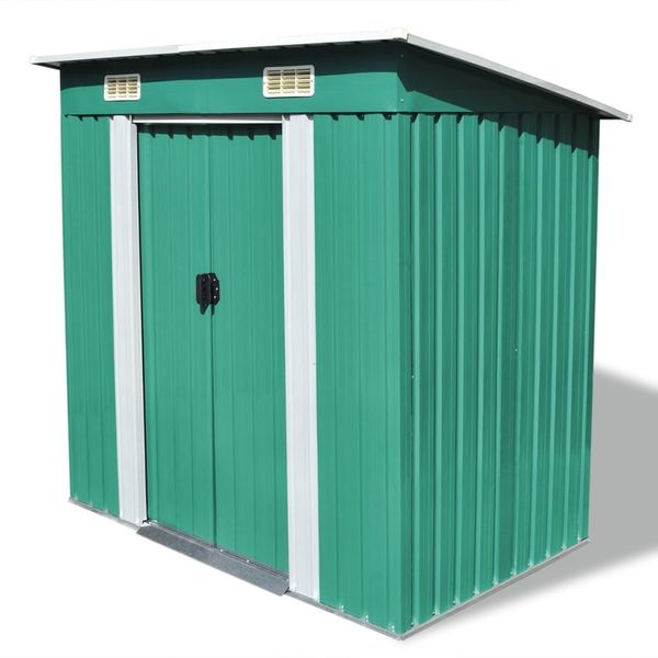 vidaXL Gartenschuppen Grün Metall 42908