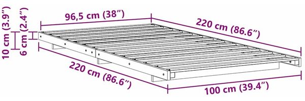 vidaXL Bettrahmen Wachsbraun 100 x 220 cm Massives Kiefernholz 873129 Bild 10