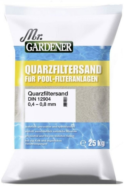 Mr. Gardener Quarzfiltersand 25 kg 0,4-0,8 mm Pool Quarzsand