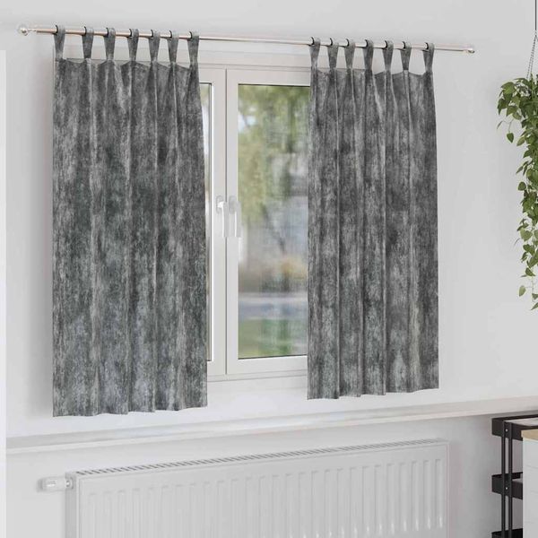 vidaXL Samtvorhänge mit Vorhängen 2 pcs Grau 175 x 140 cm Samt 4107724
