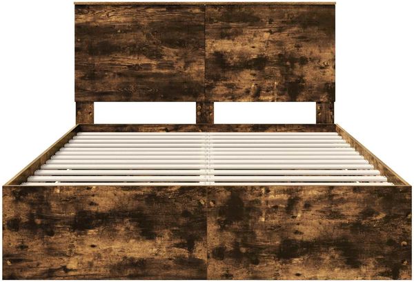 vidaXL Bettrahmen Geräucherte Eiche 140 x 190 cm Ingenieurs Holz 3409458 Bild 8