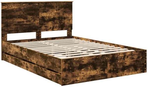 vidaXL Bettrahmen Geräucherte Eiche 140 x 190 cm Ingenieurs Holz 3409458 Bild 4