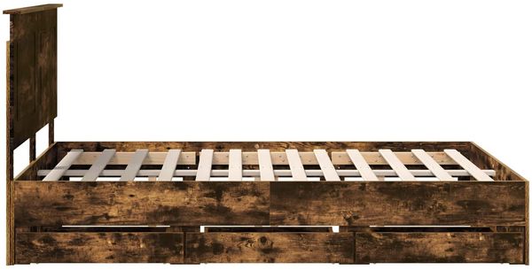 vidaXL Bettrahmen Geräucherte Eiche 140 x 190 cm Ingenieurs Holz 3409458 Bild 9