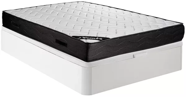 Vente-unique - MERISI Mattress and bed base set StoffHolz, Platte Weiß - B 160 cm x H 24 cm30 cm x L 200 cm