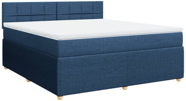 vidaXL Boxspringbett mit Matratze Blau 180x200 cm Stoff 3289841 Bild 2
