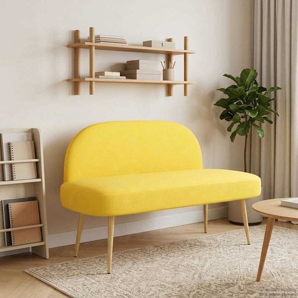vidaXL Gepolsterte Bank mit Rückenlehne Hellgelb 110 x 60 x 76 cm 42040782